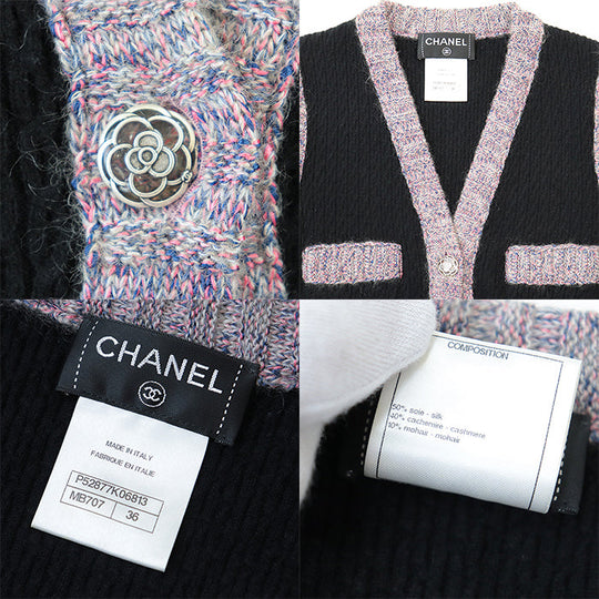 CHANEL one piece [Outer material] 50% silk, 40% cashmere Black pink Women 36 Used Authentic