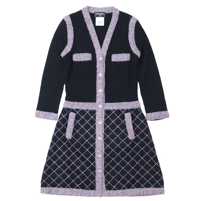 CHANEL one piece [Outer material] 50% silk, 40% cashmere Black pink Women 36 Used Authentic