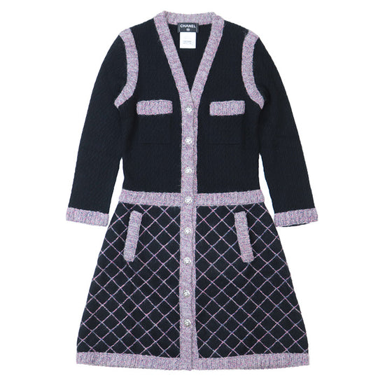 CHANEL one piece [Outer material] 50% silk, 40% cashmere Black pink Women 36 Used Authentic