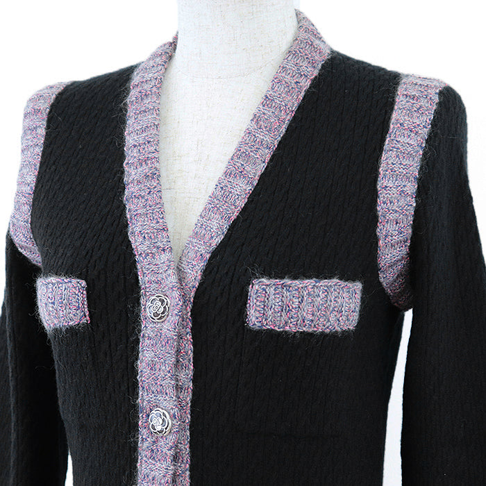CHANEL one piece [Outer material] 50% silk, 40% cashmere Black pink Women 36 Used Authentic