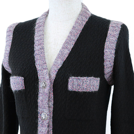 CHANEL one piece [Outer material] 50% silk, 40% cashmere Black pink Women 36 Used Authentic