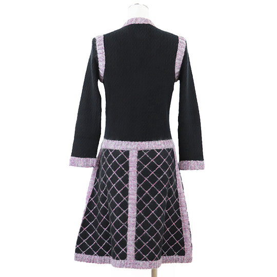 CHANEL one piece [Outer material] 50% silk, 40% cashmere Black pink Women 36 Used Authentic