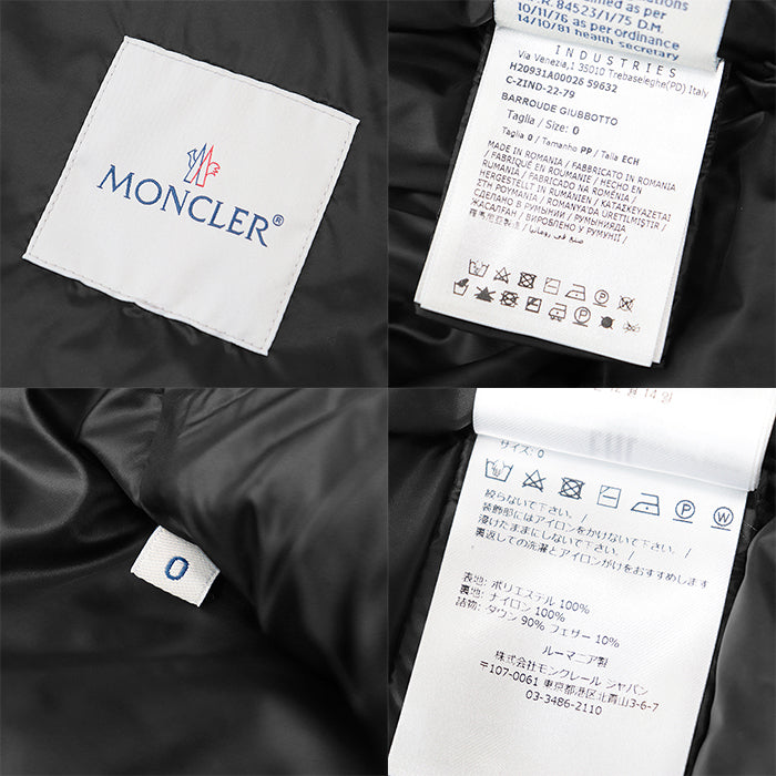 MONCLER Down jacket 59632 [Outer material] 100% polyester [Lining] 100% nylon [Filling] 90% down, 10% feather black zero