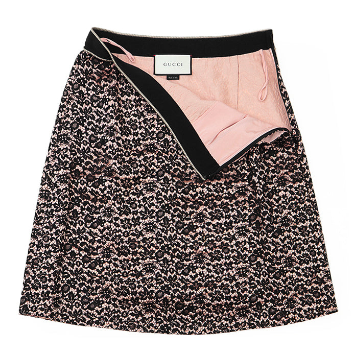 GUCCI skirt 415347 [Outer material] 48% rayon, 39% cotton [Lining] 91% silk, 9% polyurethane Pink, Black Women 40 Used Authentic