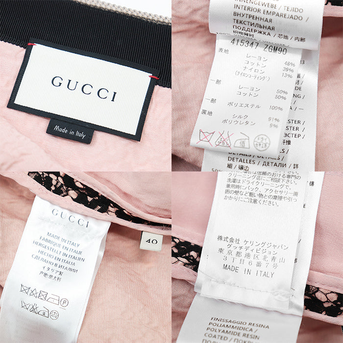 GUCCI skirt 415347 [Outer material] 48% rayon, 39% cotton [Lining] 91% silk, 9% polyurethane Pink, Black Women 40 Used Authentic