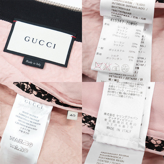 GUCCI skirt 415347 [Outer material] 48% rayon, 39% cotton [Lining] 91% silk, 9% polyurethane Pink, Black Women 40 Used Authentic