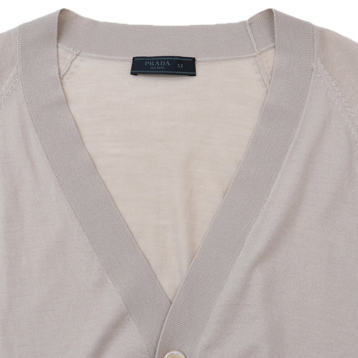PRADA cardigan [Outer material] 100% virgin wool beige mens 52 Used Authentic