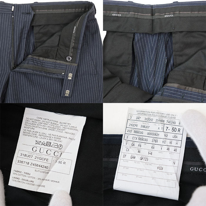 GUCCI suit [Outer material] 65% cotton, 35% mohair [Lining] 100% viscose Navy 21GCFE mens Used Authentic