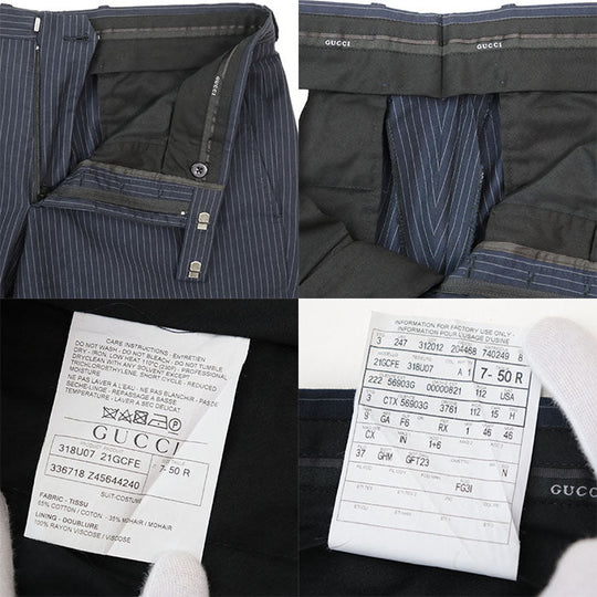 GUCCI suit [Outer material] 65% cotton, 35% mohair [Lining] 100% viscose Navy 21GCFE mens Used Authentic
