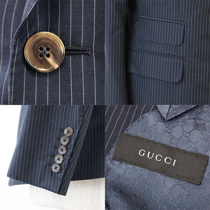 GUCCI suit [Outer material] 65% cotton, 35% mohair [Lining] 100% viscose Navy 21GCFE mens Used Authentic