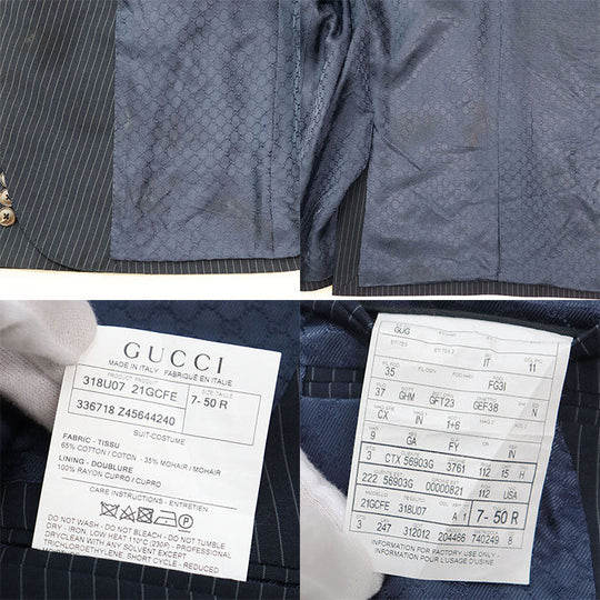 GUCCI suit [Outer material] 65% cotton, 35% mohair [Lining] 100% viscose Navy 21GCFE mens Used Authentic
