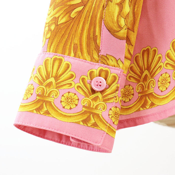 VERSACE Long sleeve shirt 70% rayon, 30% silk Pink gold Women 40 Used Authentic