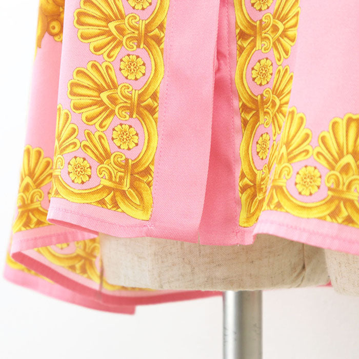 VERSACE Long sleeve shirt 70% rayon, 30% silk Pink gold Women 40 Used Authentic