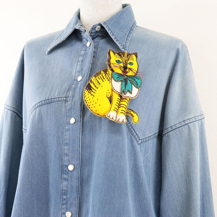 GUCCI one piece 100% cotton [separate fabric] 60% polyester, 30% wool light indigo blue 573349 XDA0D Women 36 Used Authentic