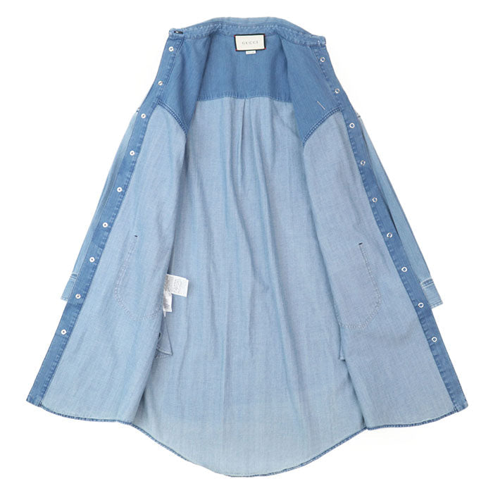 GUCCI one piece 100% cotton [separate fabric] 60% polyester, 30% wool light indigo blue 573349 XDA0D Women 36 Used Authentic