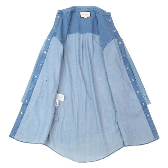 GUCCI one piece 100% cotton [separate fabric] 60% polyester, 30% wool light indigo blue 573349 XDA0D Women 36 Used Authentic