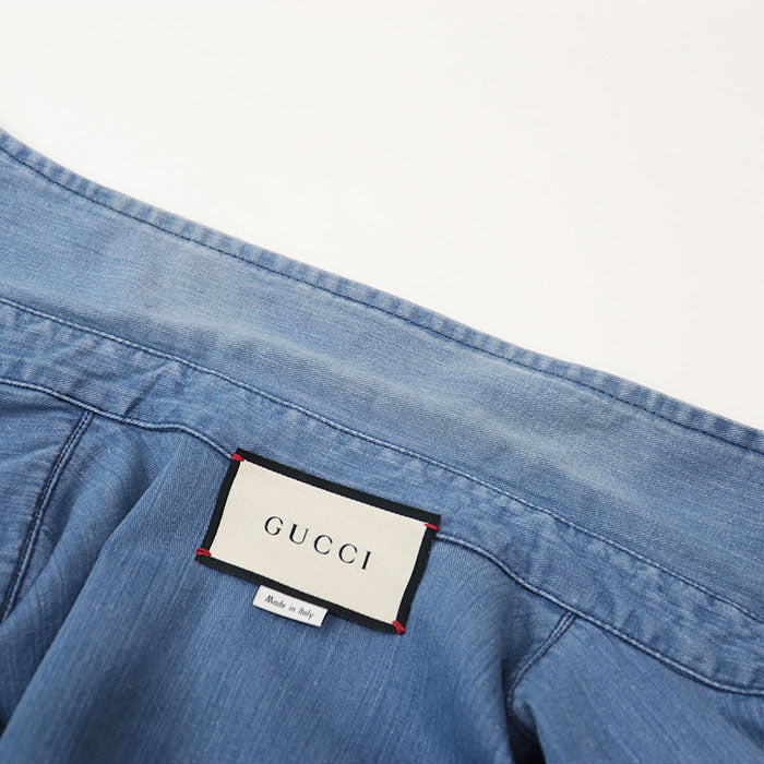 GUCCI one piece 100% cotton [separate fabric] 60% polyester, 30% wool light indigo blue 573349 XDA0D Women 36 Used Authentic