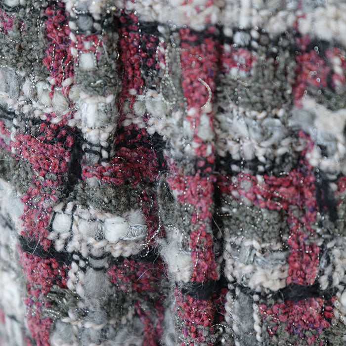 CHANEL skirt [Outer fabric] 42% silk, 19% nylon [Lining] 100% silk [Other fabric] 100% rabbit Burgundy Khaki Women 38 Used Authentic