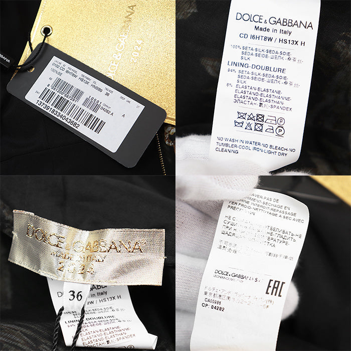 DOLCE&GABBANA one piece [Outer material] 100% silk [Lining] 94% silk, 6% spandex Black gold Women 36 Used Authentic