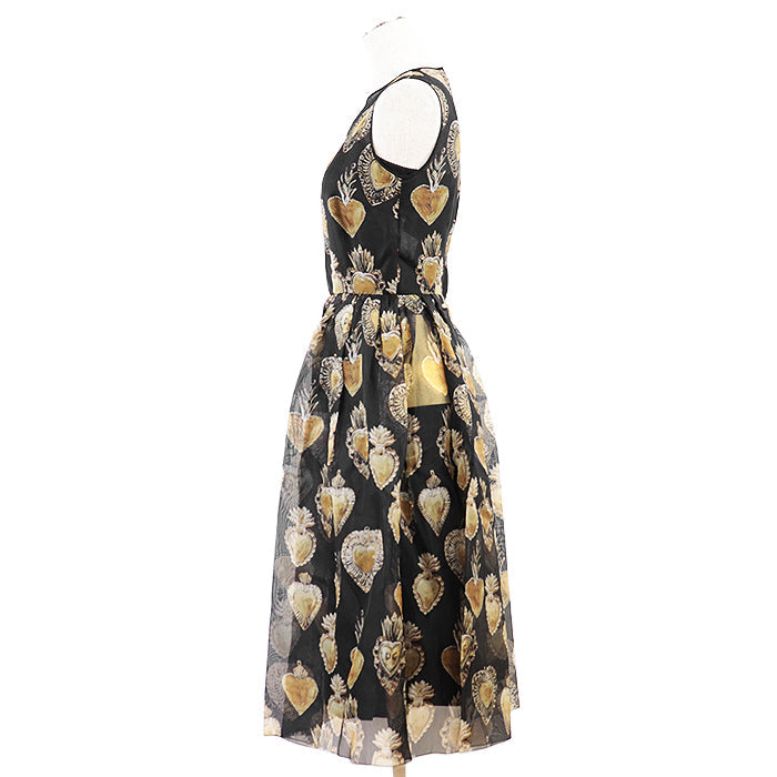 DOLCE&GABBANA one piece [Outer material] 100% silk [Lining] 94% silk, 6% spandex Black gold Women 36 Used Authentic