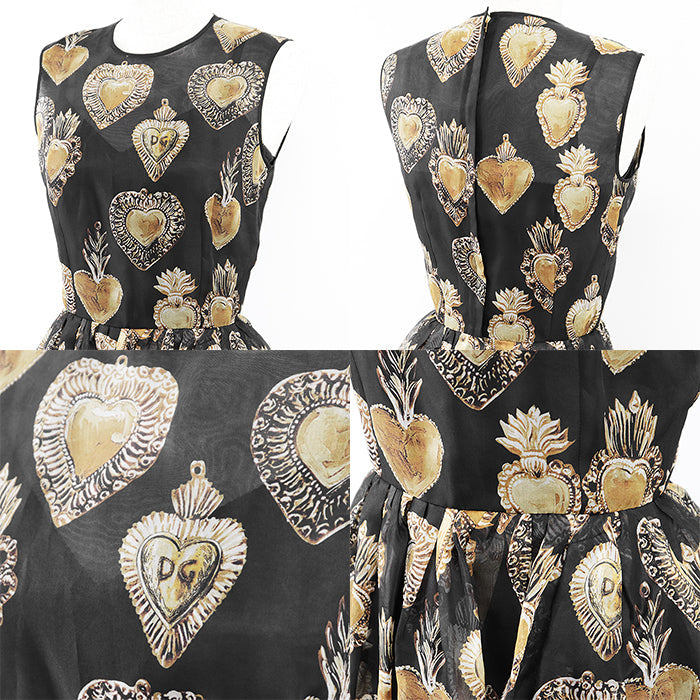 DOLCE&GABBANA one piece [Outer material] 100% silk [Lining] 94% silk, 6% spandex Black gold Women 36 Used Authentic