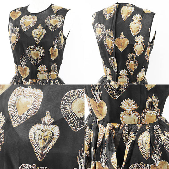 DOLCE&GABBANA one piece [Outer material] 100% silk [Lining] 94% silk, 6% spandex Black gold Women 36 Used Authentic