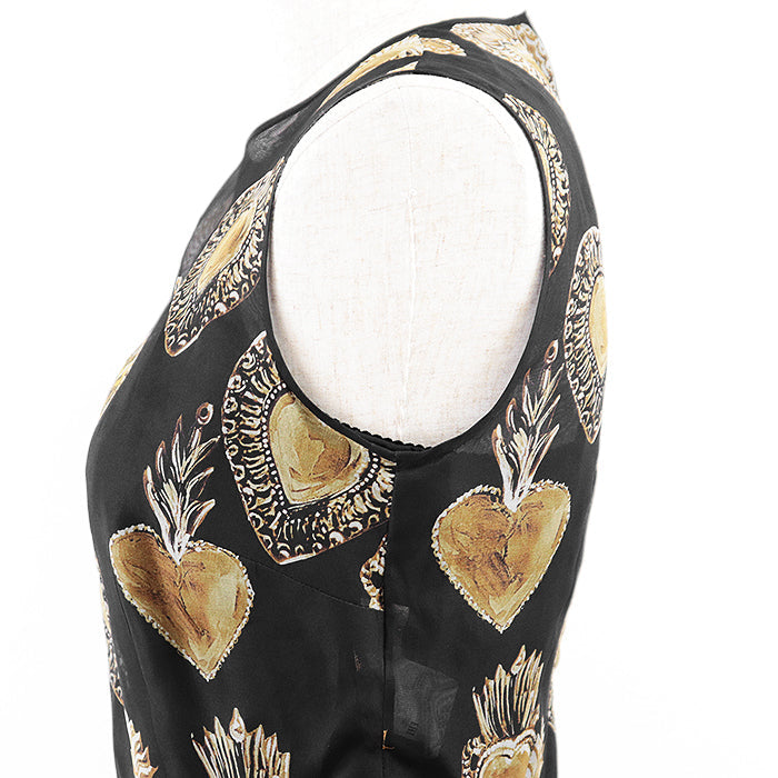 DOLCE&GABBANA one piece [Outer material] 100% silk [Lining] 94% silk, 6% spandex Black gold Women 36 Used Authentic