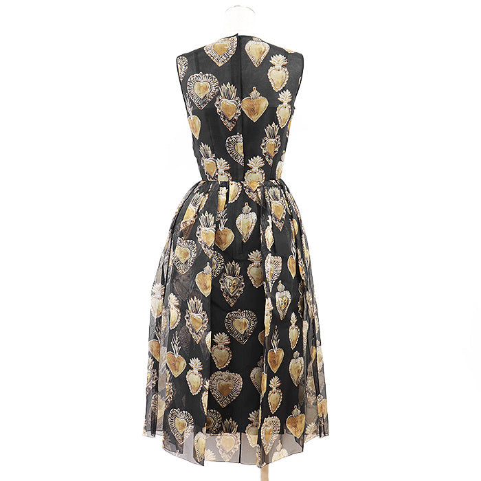 DOLCE&GABBANA one piece [Outer material] 100% silk [Lining] 94% silk, 6% spandex Black gold Women 36 Used Authentic
