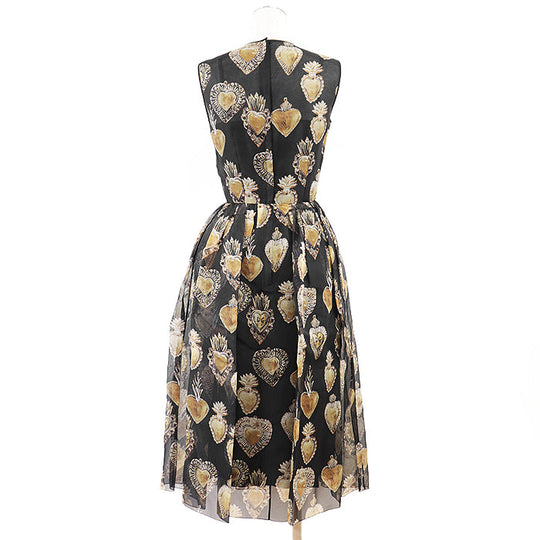 DOLCE&GABBANA one piece [Outer material] 100% silk [Lining] 94% silk, 6% spandex Black gold Women 36 Used Authentic