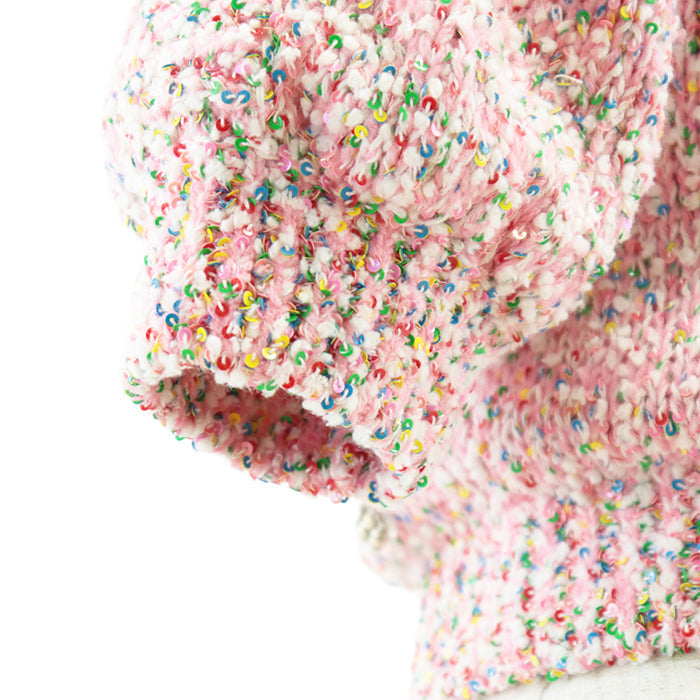 CHANEL knit Vinylon Cotton Pink multicolor 36