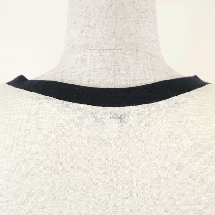 CHANEL Cut 70% viscose, 30% linen Off-white black Women 42 Used Authentic