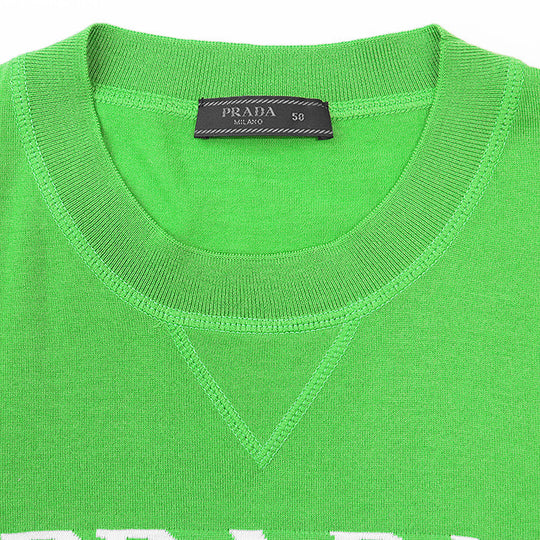 PRADA knit UMB272 S212 1075 100% wool Green, White mens 50 Used Authentic