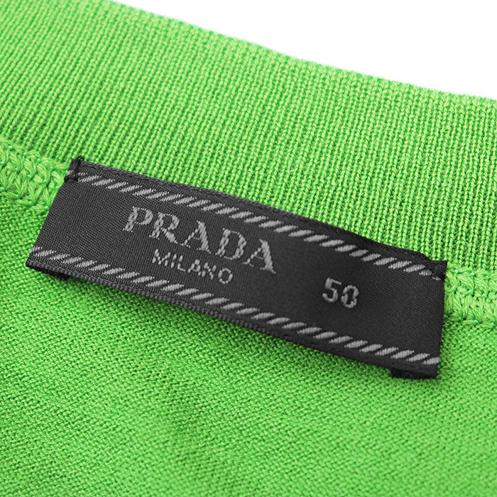 PRADA knit UMB272 S212 1075 100% wool Green, White mens 50 Used Authentic