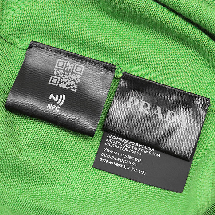 PRADA knit UMB272 S212 1075 100% wool Green, White mens 50 Used Authentic