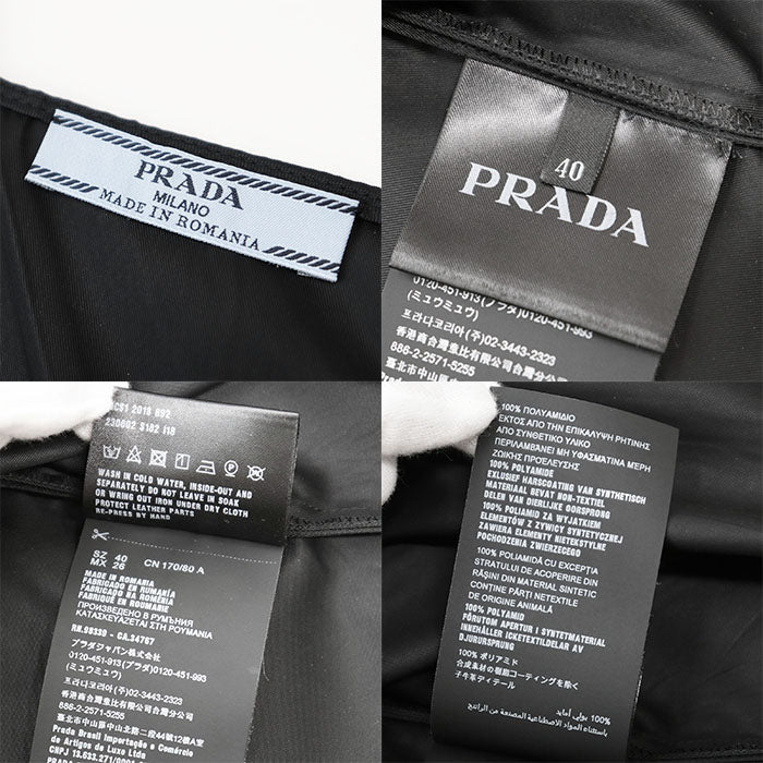 PRADA one piece 100% polyamide [Leather part] 100% calf leather black 230602 Women 40 Used Authentic