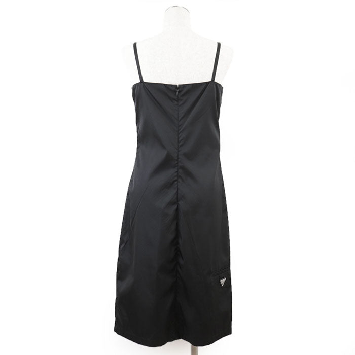 PRADA one piece 100% polyamide [Leather part] 100% calf leather black 230602 Women 40 Used Authentic