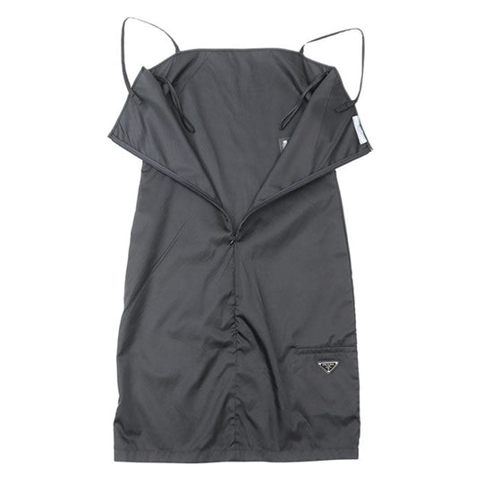 PRADA one piece 100% polyamide [Leather part] 100% calf leather black 230602 Women 40 Used Authentic