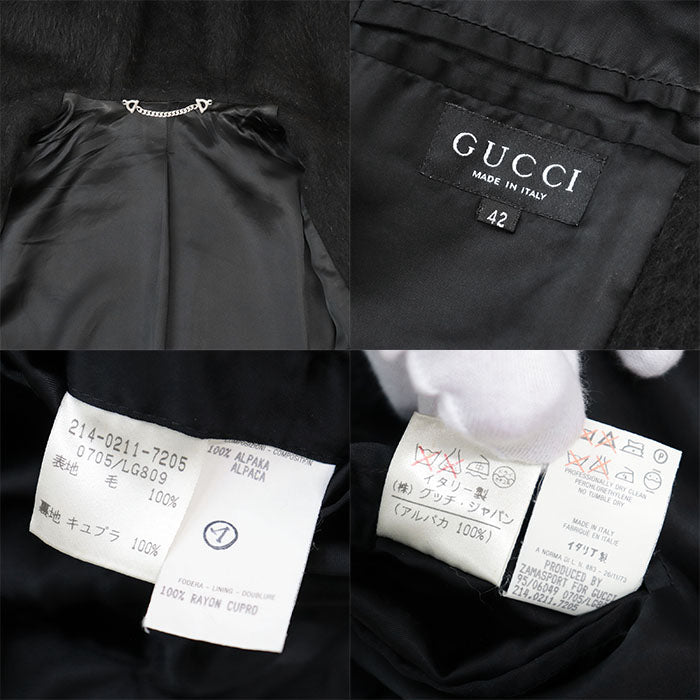 GUCCI coat [Outer material] 100% alpaca [Lining] 100% cupra black Women 42 Used Authentic