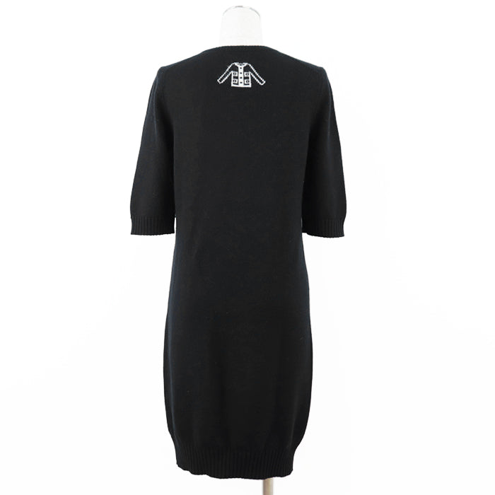 CHANEL one piece [Outer material] 100% cashmere black Women 36 Used Authentic