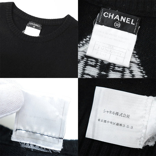 CHANEL one piece [Outer material] 100% cashmere black Women 36 Used Authentic