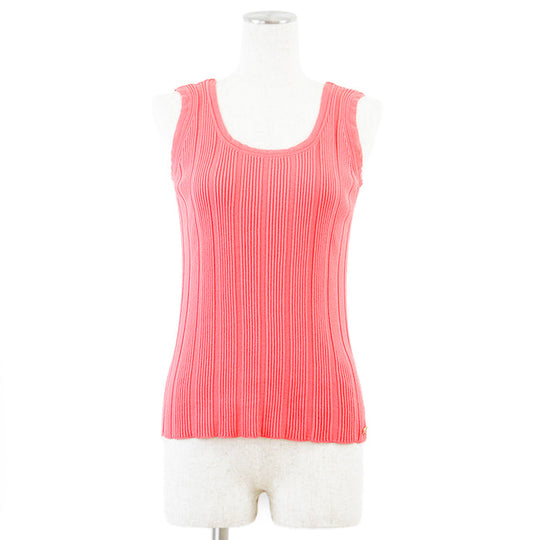 CHANEL knit 07P P30448 98% cotton, 2% polyamide salmon pink Women 44 Used Authentic