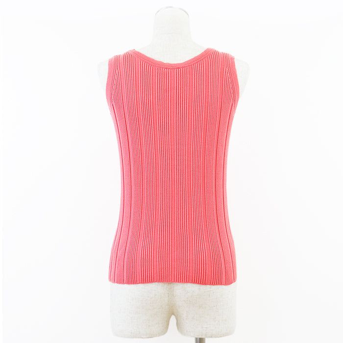 CHANEL knit 07P P30448 98% cotton, 2% polyamide salmon pink Women 44 Used Authentic