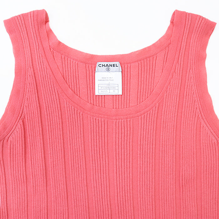 CHANEL knit 07P P30448 98% cotton, 2% polyamide salmon pink Women 44 Used Authentic