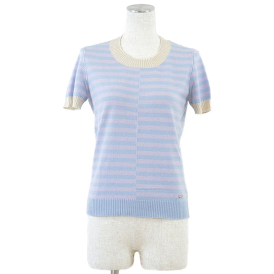 CHANEL knit [Outer material] 100% cashmere Pink blue beige Women 38 Used Authentic