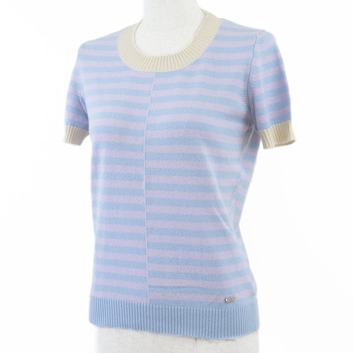 CHANEL knit [Outer material] 100% cashmere Pink blue beige Women 38 Used Authentic