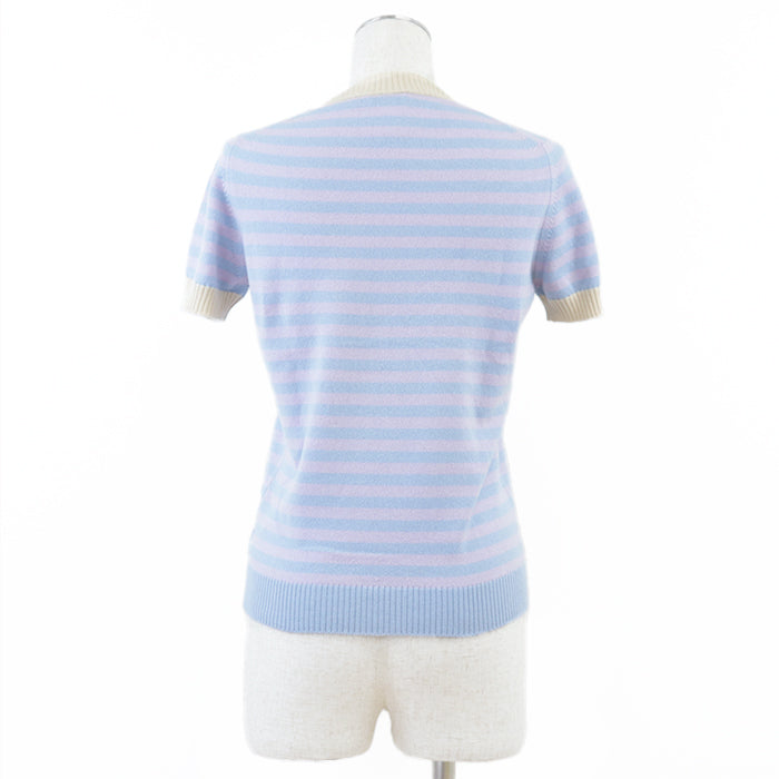 CHANEL knit [Outer material] 100% cashmere Pink blue beige Women 38 Used Authentic