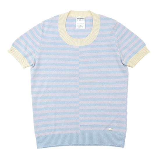 CHANEL knit [Outer material] 100% cashmere Pink blue beige Women 38 Used Authentic