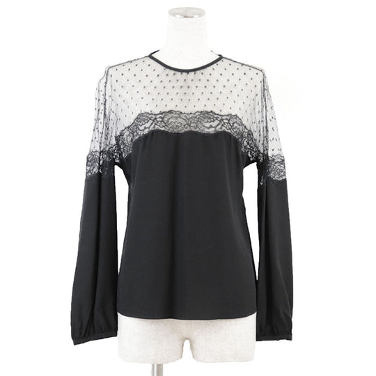RED VALENTINO Long sleeve shirt [Outer fabric] 100% silk [Other fabric] 100% nylon black Women 38 Used Authentic