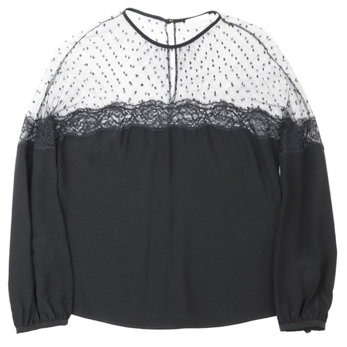 RED VALENTINO Long sleeve shirt [Outer fabric] 100% silk [Other fabric] 100% nylon black Women 38 Used Authentic
