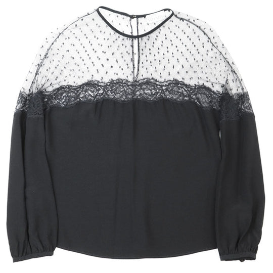 RED VALENTINO Long sleeve shirt [Outer fabric] 100% silk [Other fabric] 100% nylon black Women 38 Used Authentic